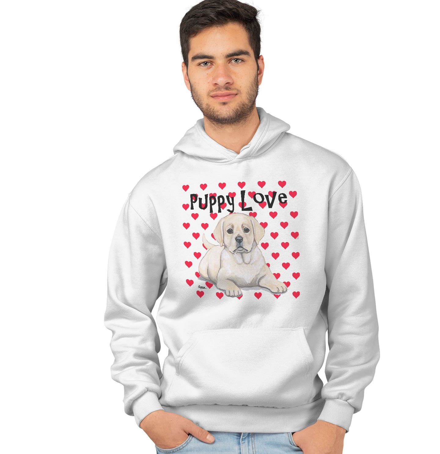 Yellow Lab Puppy Love – Adult Unisex Hoodie Sweatshirt