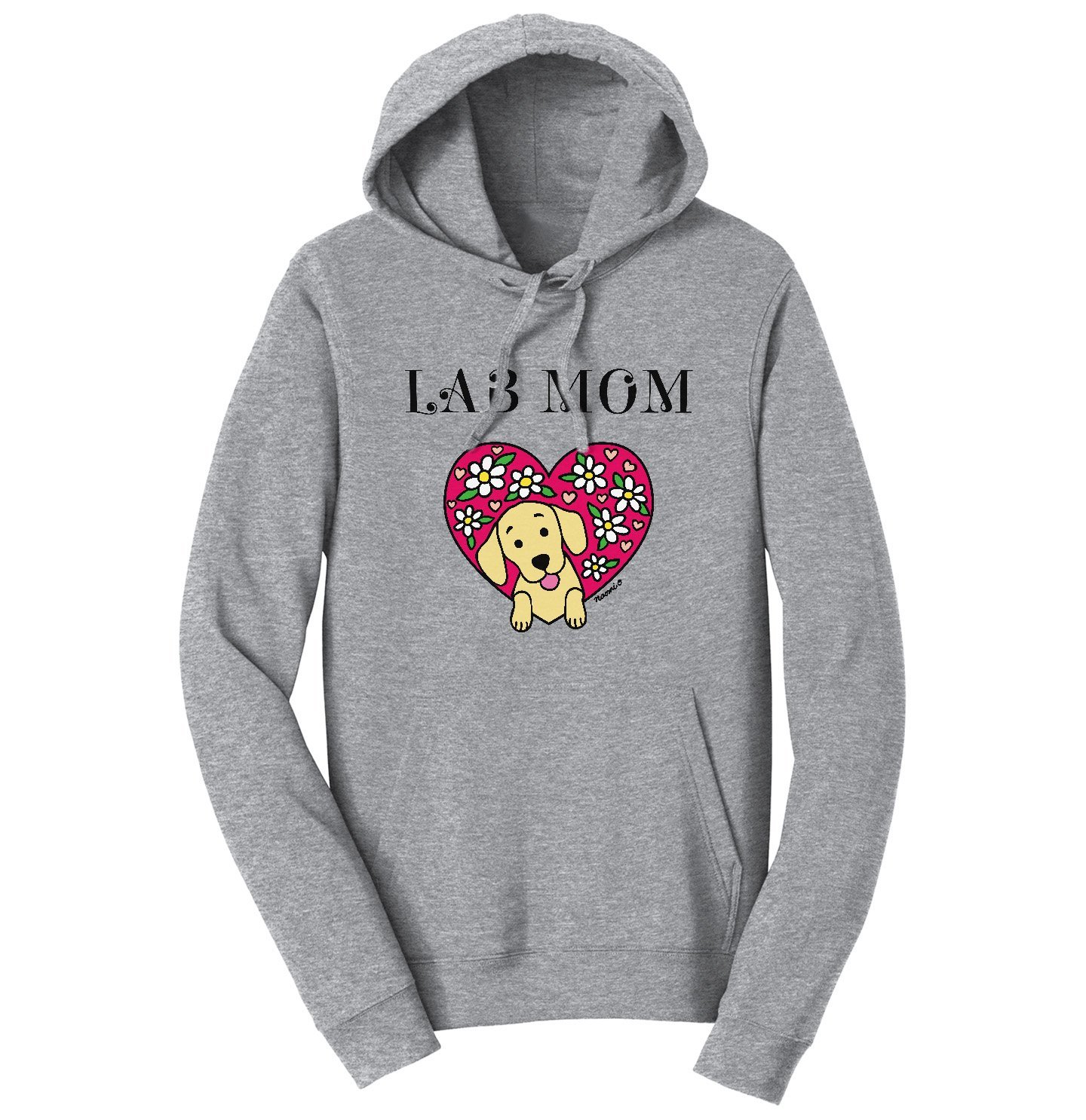 Flower Heart Yellow Lab Mom – Adult Unisex Hoodie Sweatshirt