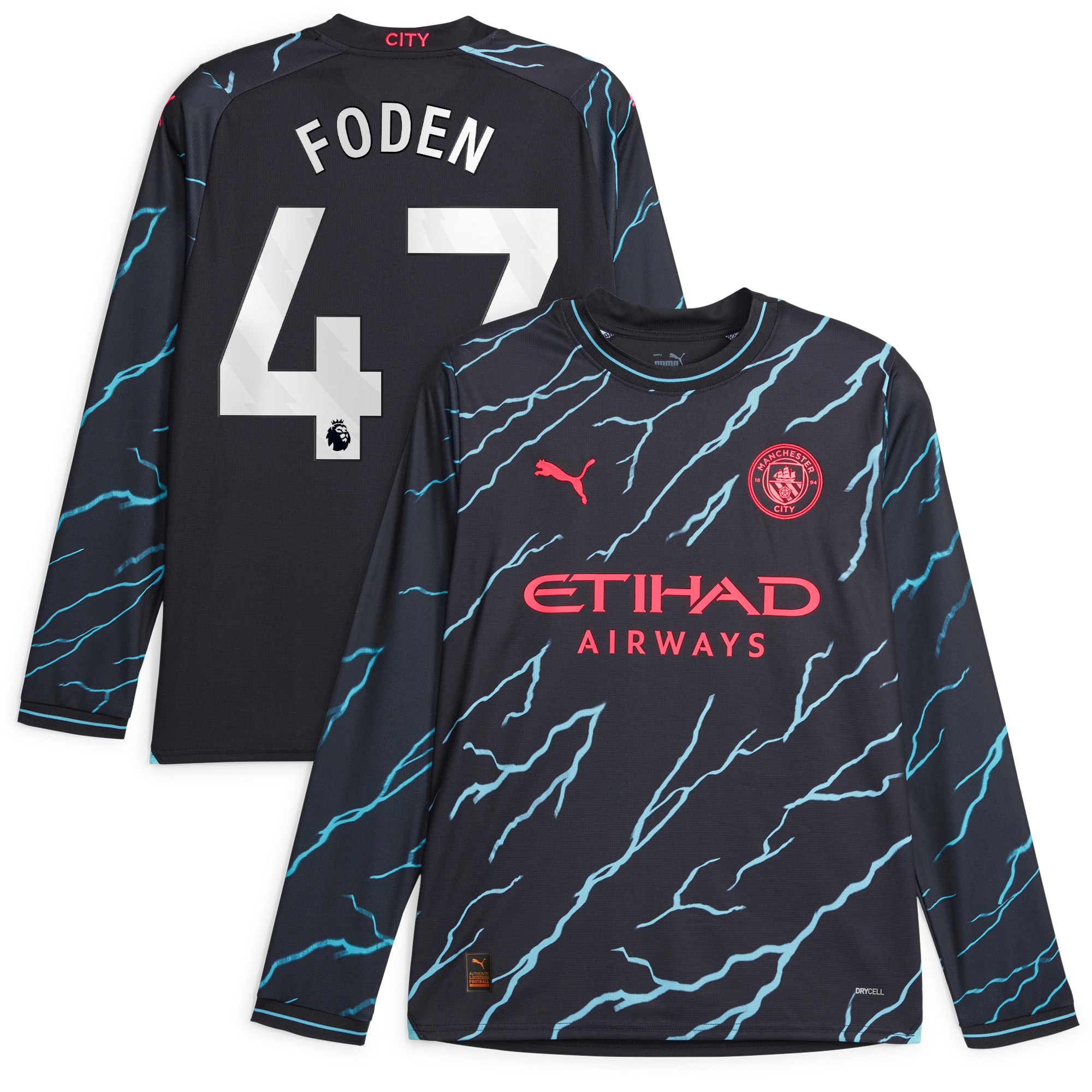 Phil Foden Manchester City 2023/24 Third Replica Long Sleeve Player Jersey – Navy