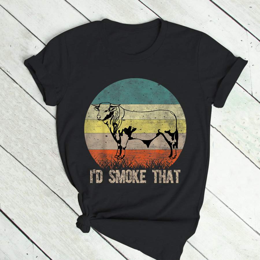 Funny BBQ I’d Smoke That Vintage Style Design With A Cow T-Shirt