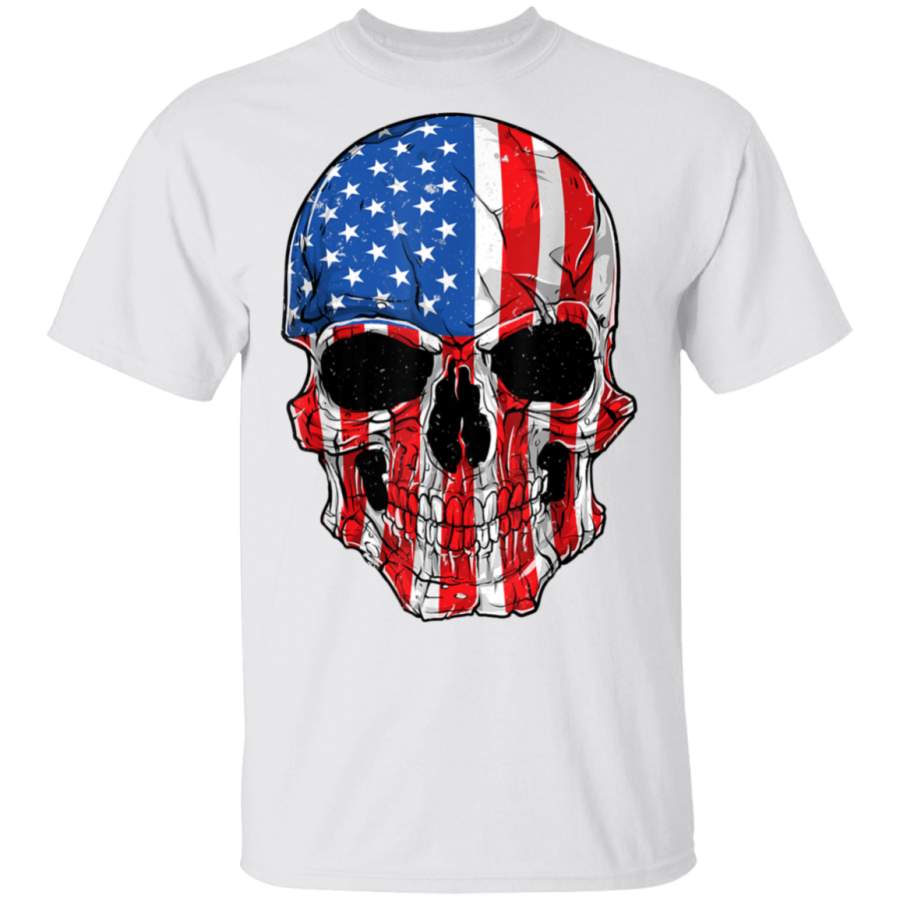 Skull American Flag 4th of July T shirt Men Women USA Gifts