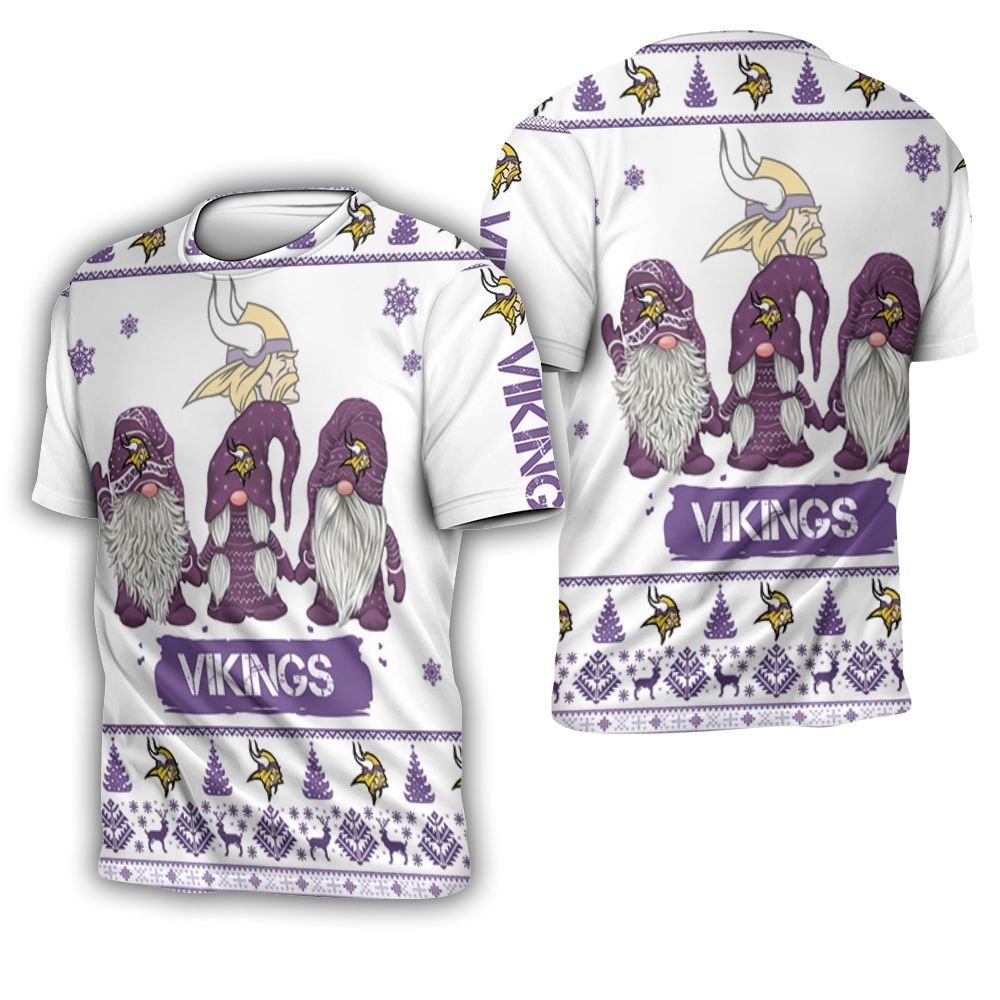 Christmas Gnomes Minnesota Vikings Ugly Sweatshirt Christmas 3D 3D T-Shirt