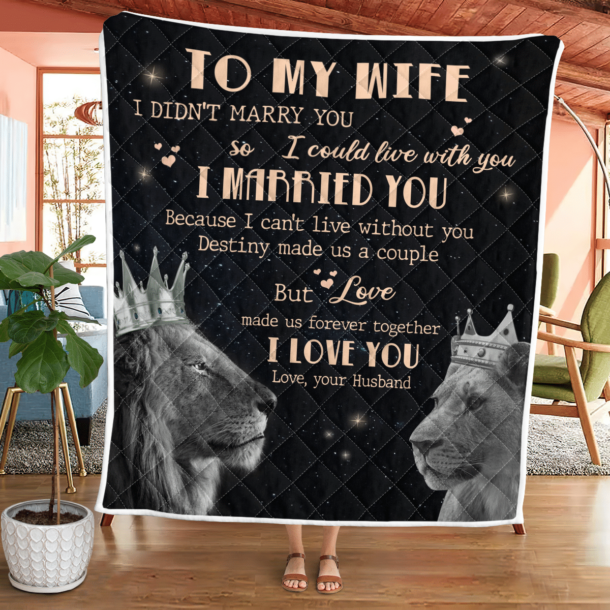 To My Wife – Lion Queen And King Quilt Wq080322208