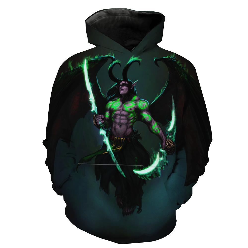 World of Warcraft Sword Illidan Hoodies –  Pullover Black Hoodie