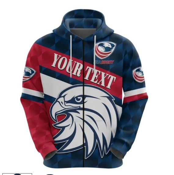 Usa Rugby Eagles Zip Up Hoodie Hg Corethermax