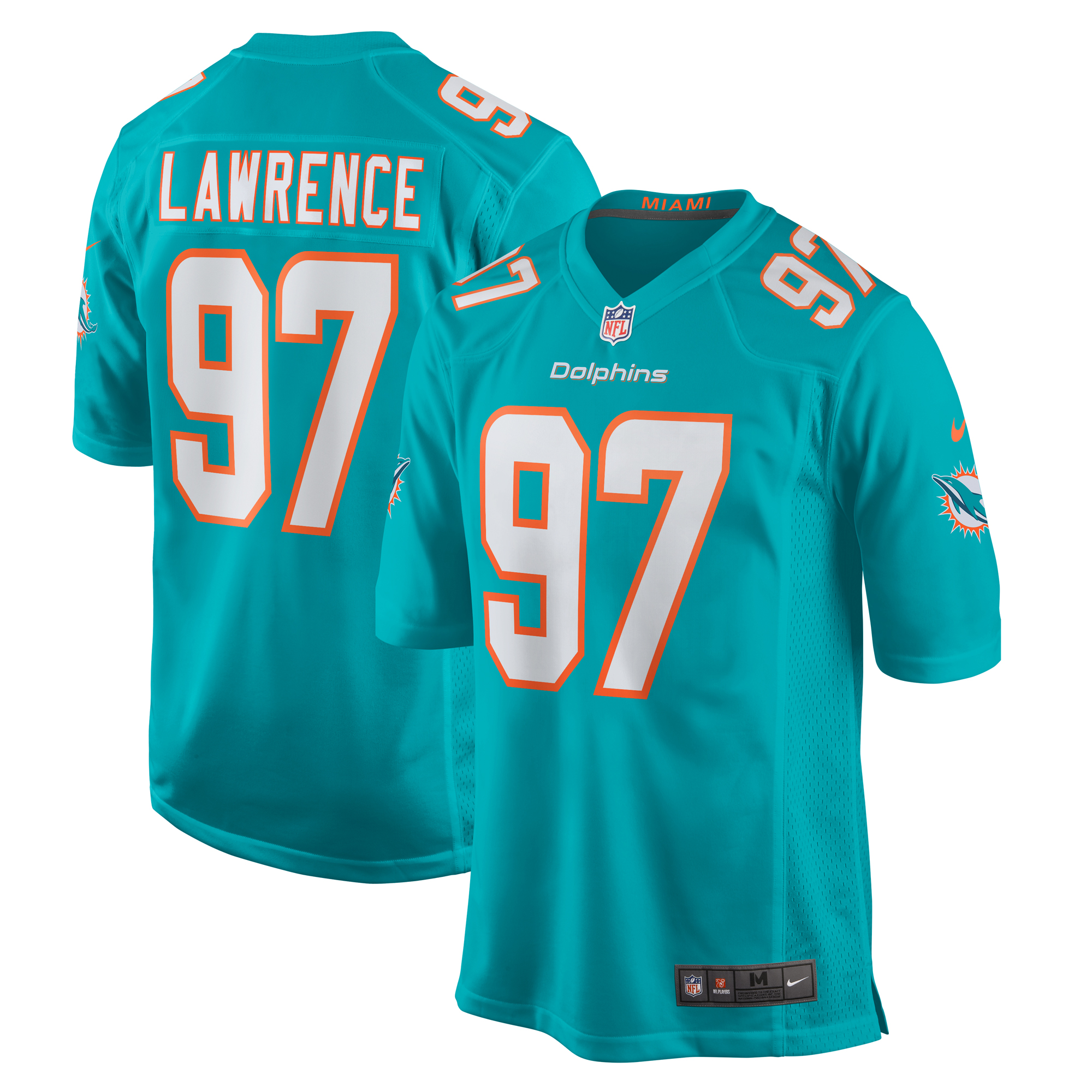 Rashard Lawrence Miami Dolphins Team Game Jersey – Aqua