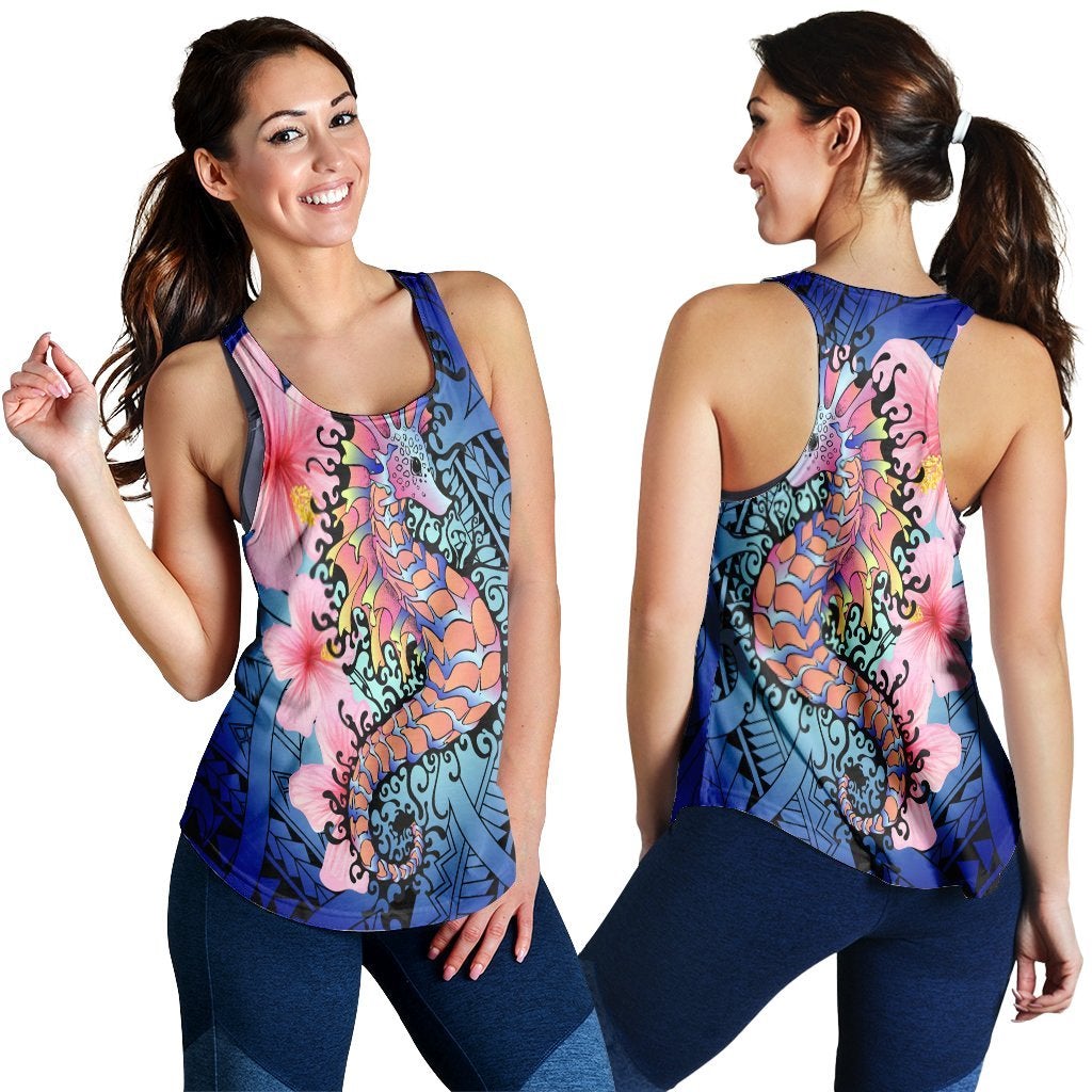 Hawaiian Polynesian Pink Hibiscus Seahorse Racerback Tank Ah Ha68546