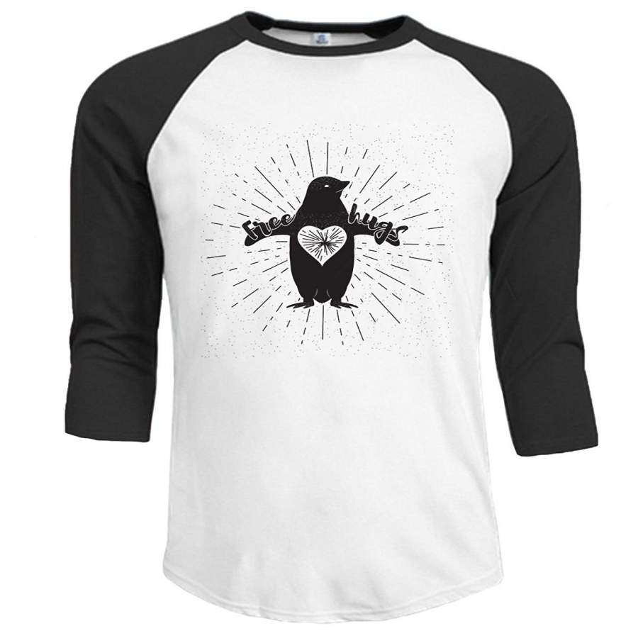 DTAGet Now  DTAReRabbit Men’s couple 3/4 sleeve Tees penguin free hugs