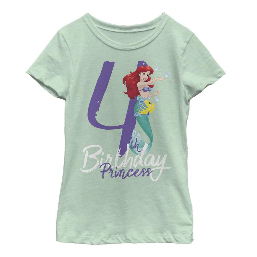 The Little Mermaid Girl’s 4th Birthday  T Shirt