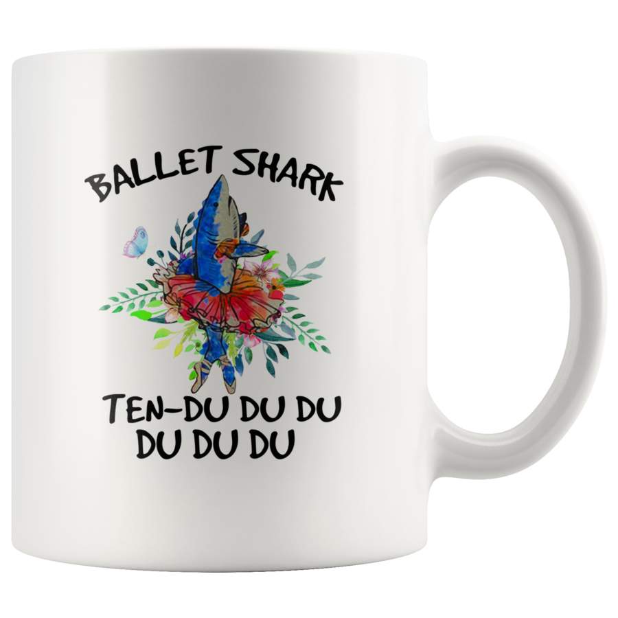 Ballet shark Ten du du du white coffee mug