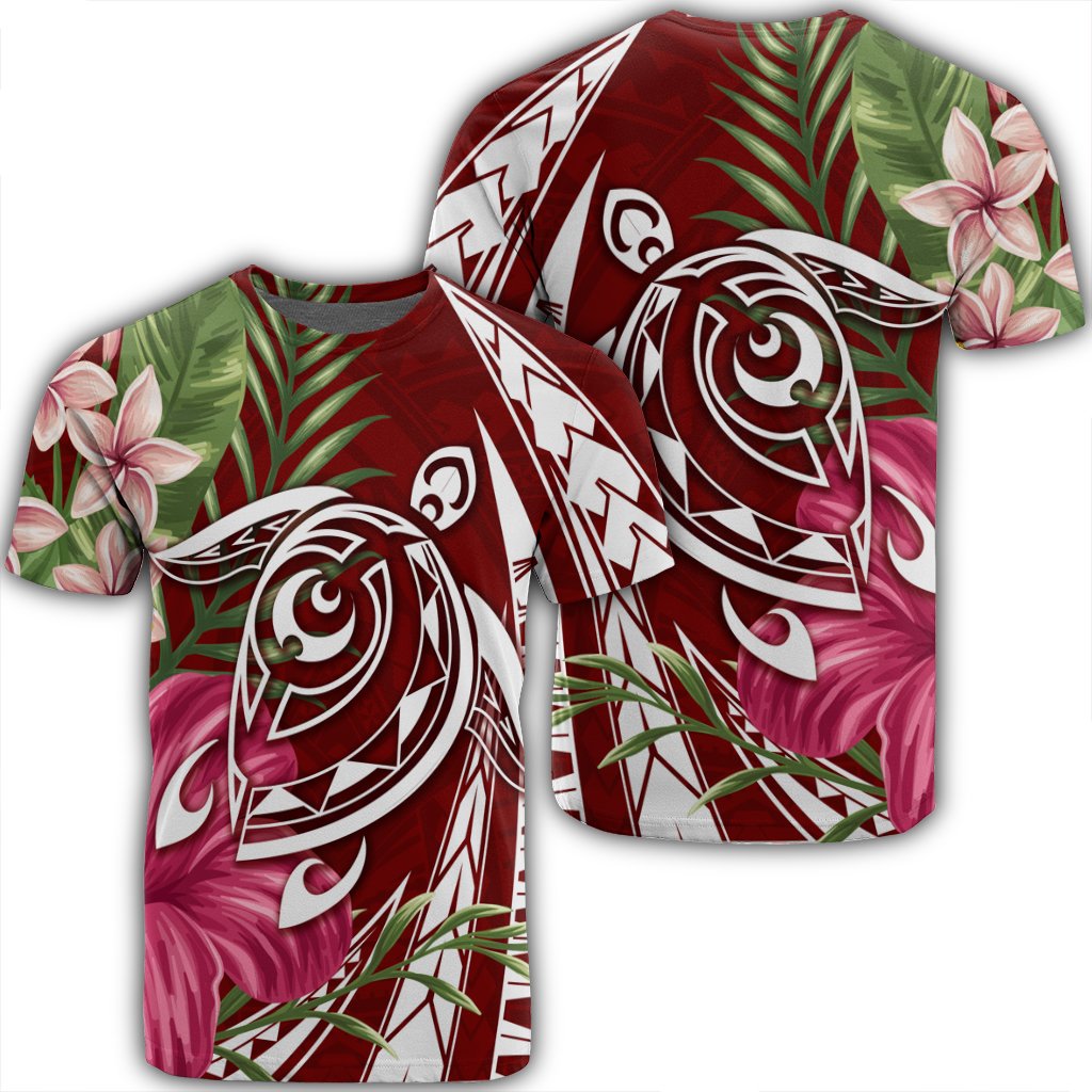 Hawaiian Polynesian Turtle Tropical Hibiscus Plumeria Red Ah Ha41696