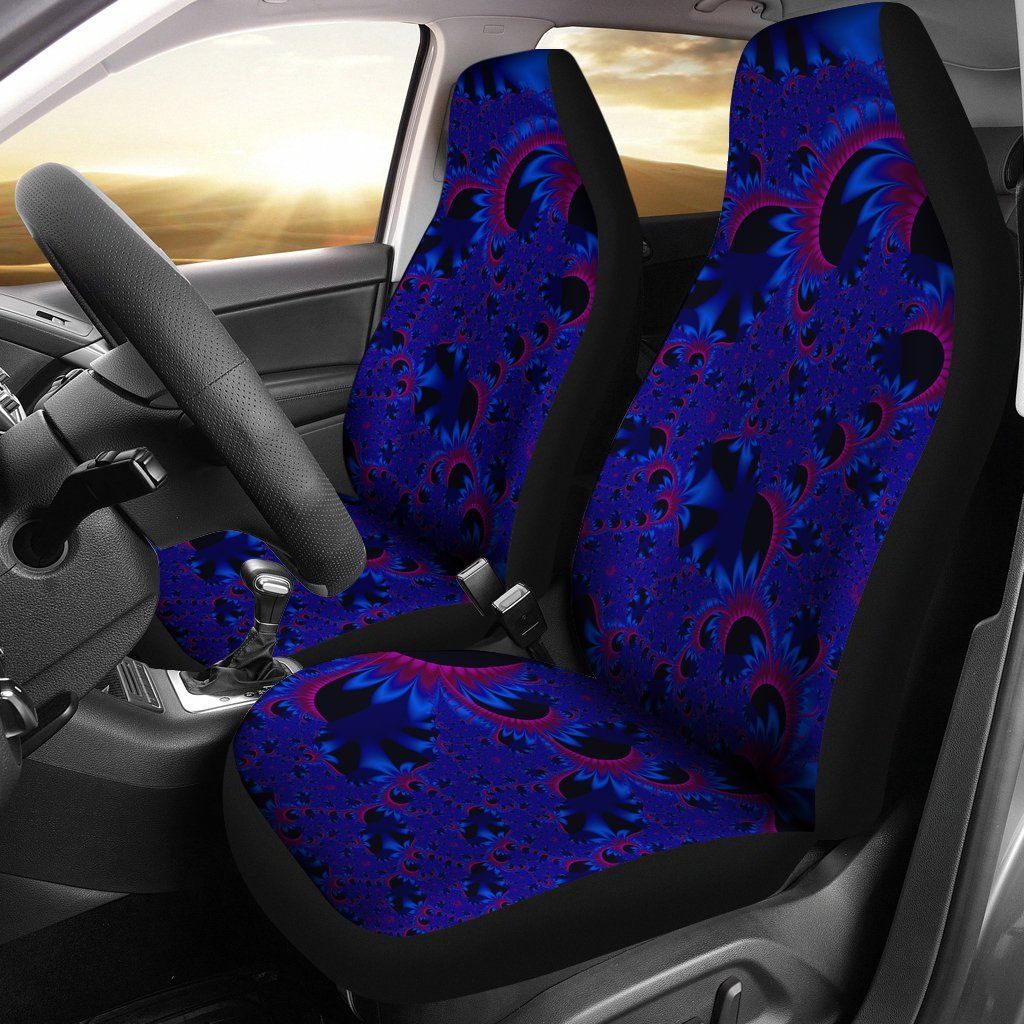 Blue Silk Fractal Flower Pattern Car Seat Covers Auto Seat Covers SUV Seat Covers Truck Seat Covers