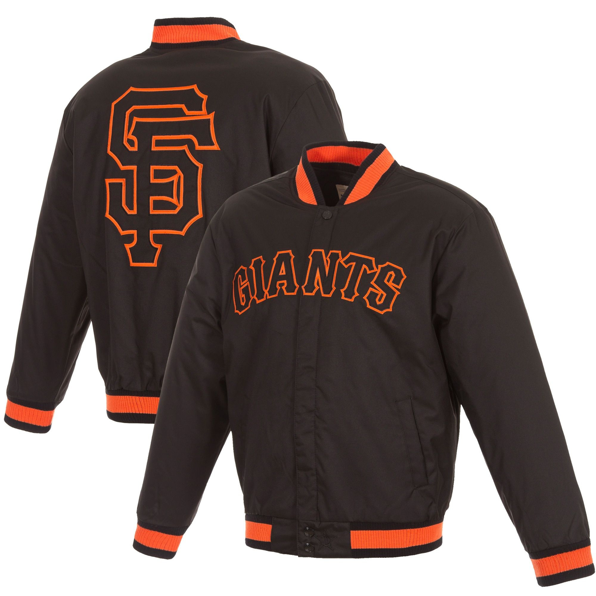 Jh Design San Francisco Giants Black Quilted Knit Jersey-Lined Poly Twill Full-Snap Jacket