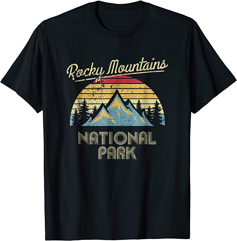 Vintage Retro Rocky Mountains National Park Graphic T Shirt