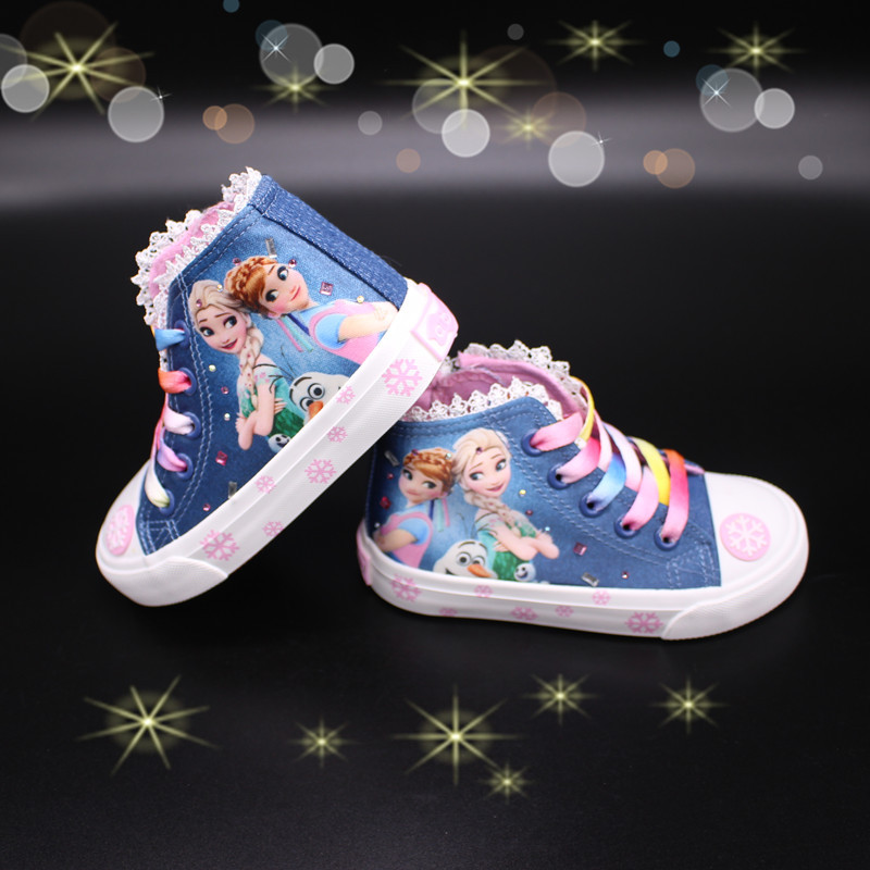 Anna Elsa Girls Canvas Sneakers Denim Running Sport Baby Shoes