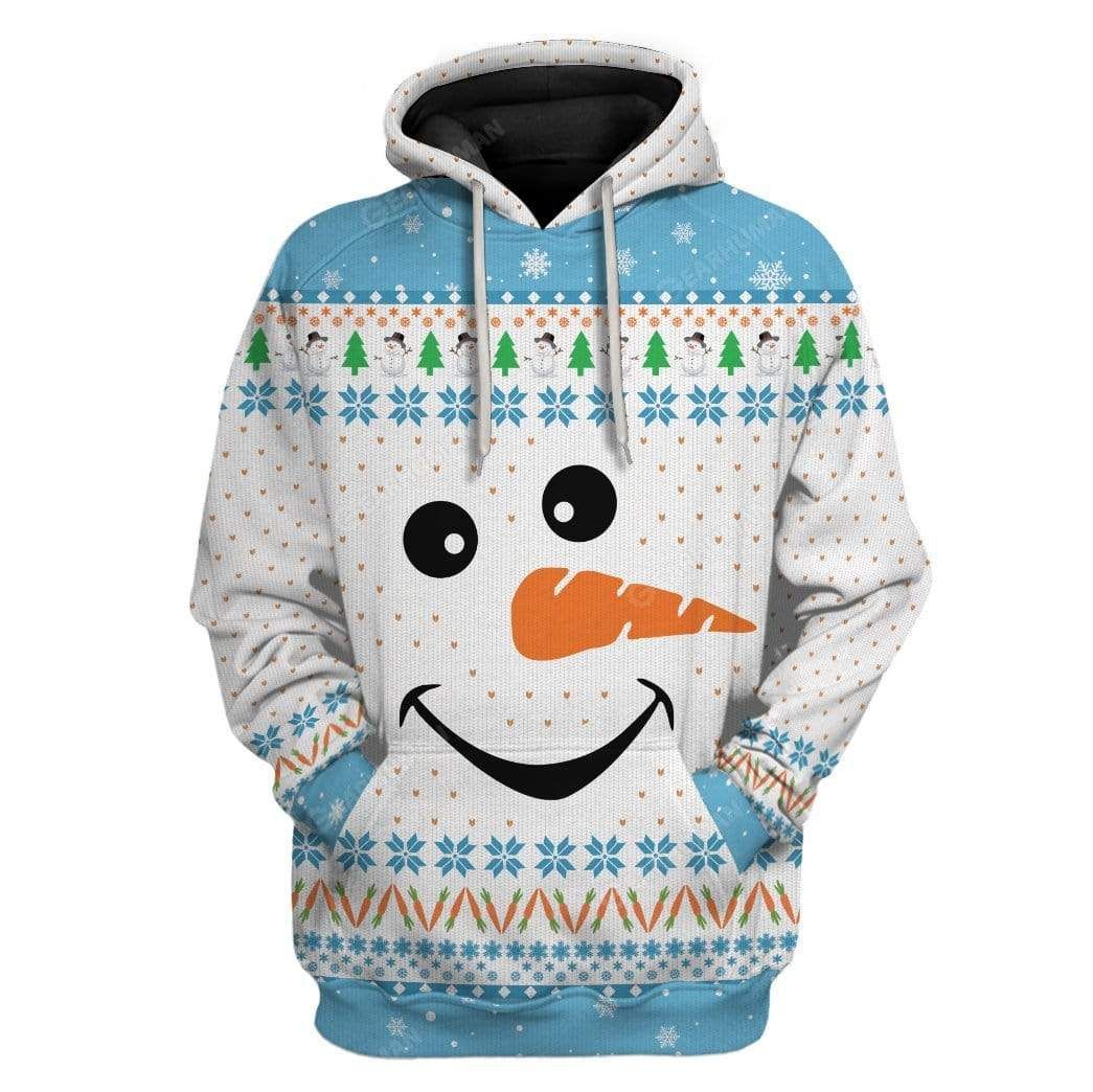 Mysticlife Ugly Cozy Christmas Snowman Face Custom T-Shirts Hoodies Apparel