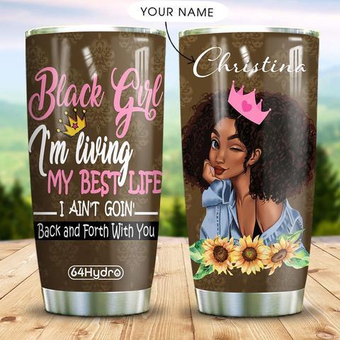 Black Girl Personalized Stainless Steel Tumbler, Personalized Tumblers, Tumbler Cups, Custom Tumblers