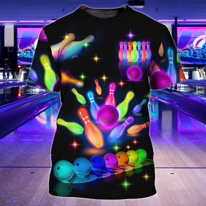 3D Colorful Bowling Tshirt, Bowling Shirt Ladies And Men