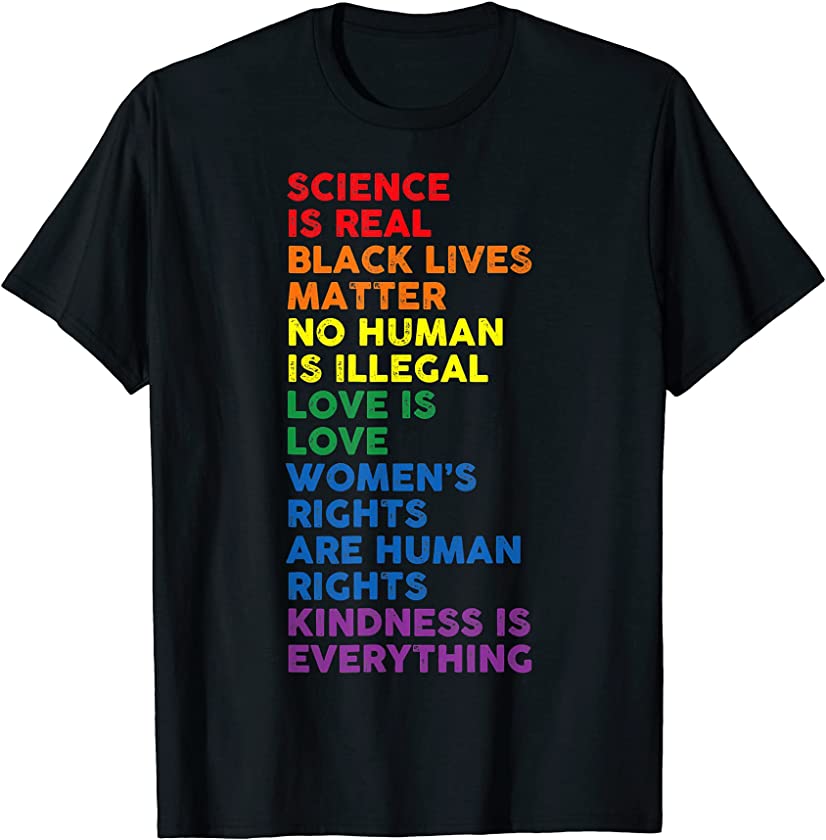 Rainbow LGBT Distressed Science Is Real Black Lives Matter T-Shirt