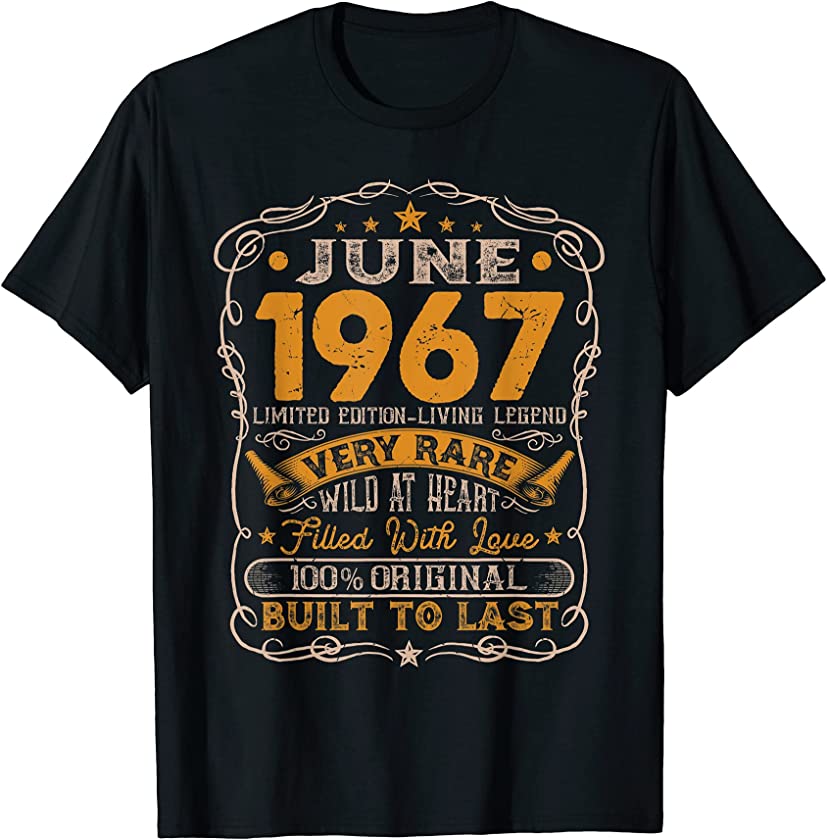 Vintage June 1967 Distressed 54 Years Old 54th Birthday T-Shirt