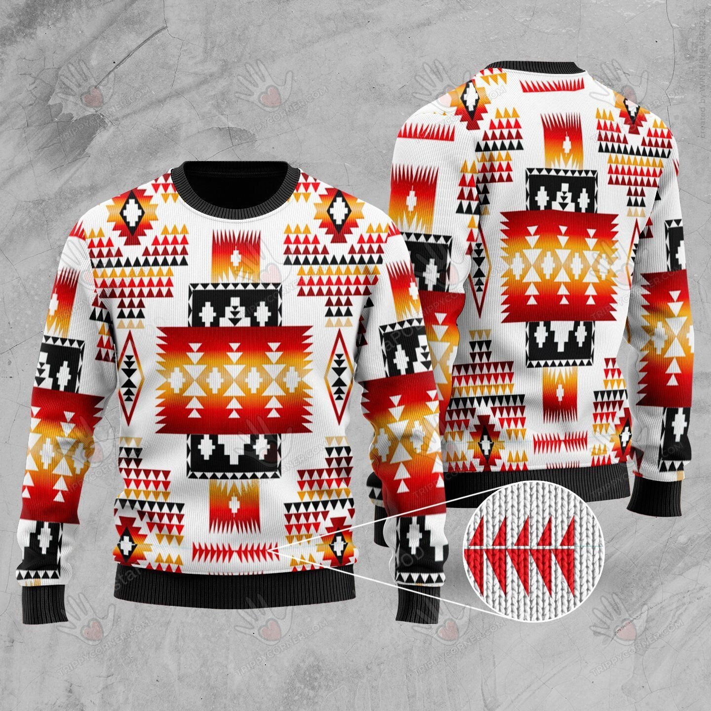 White Tribes Pattern Ugly Christmas Sweater, All Over Print Sweatshirt,… Ugly Sweater Christmas Gift