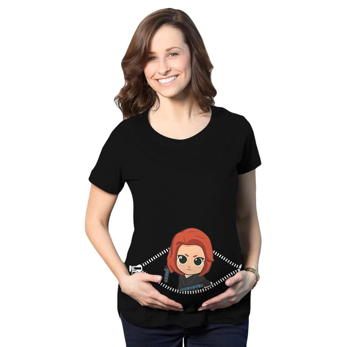 Baby Black Widow Peeking Maternity T-Shirt