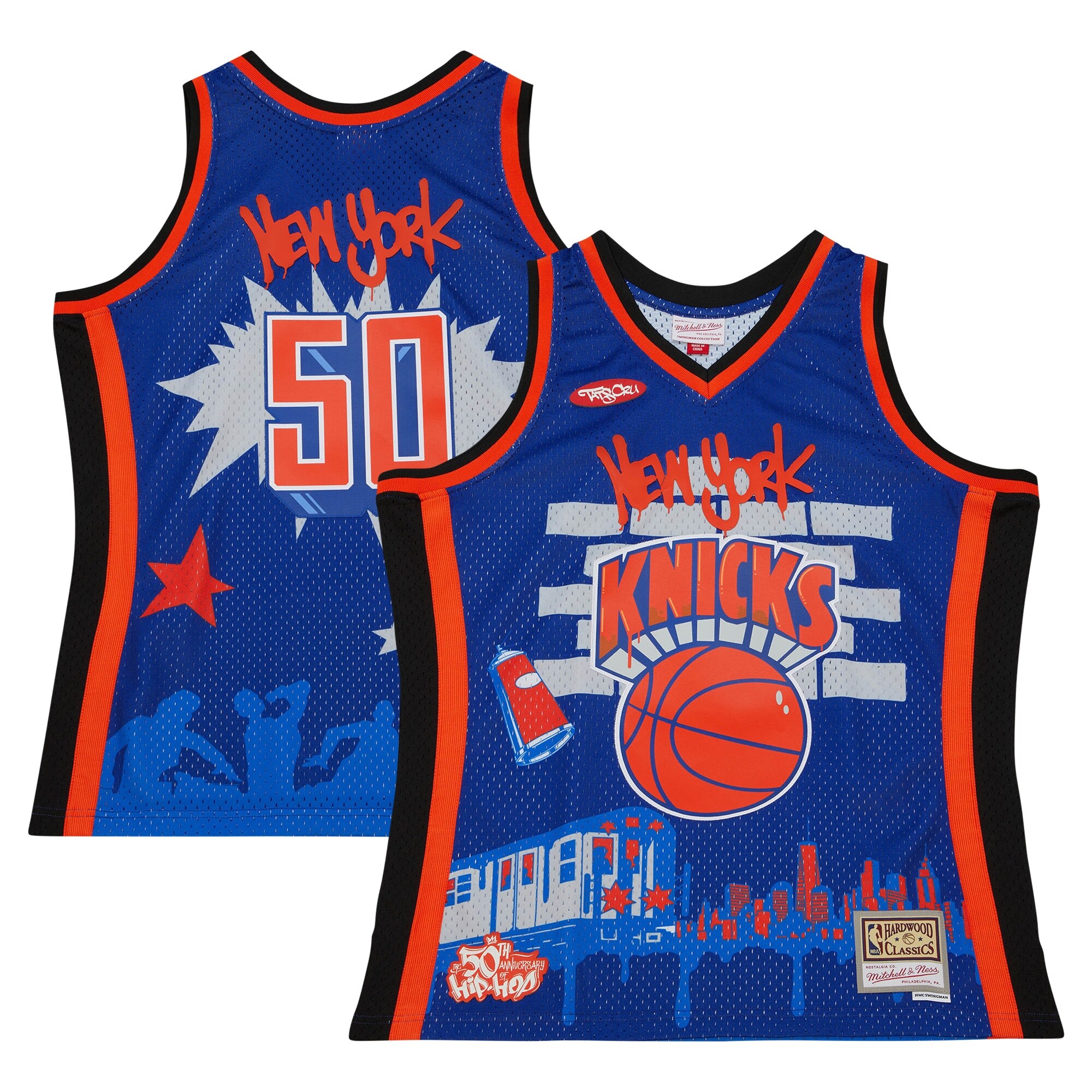 New York Knicks Mitchell & Ness x Tats Cru Hardwood Classics Fashion Jersey – Blue