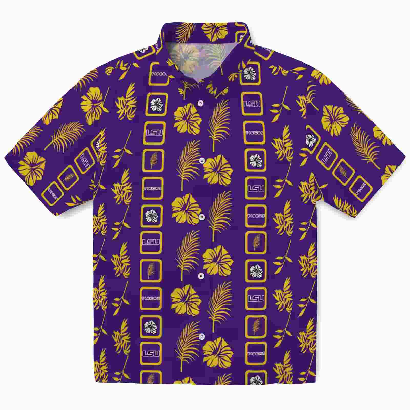 Lsu Tigers Framed Floral Purple Hawaiian Shirt