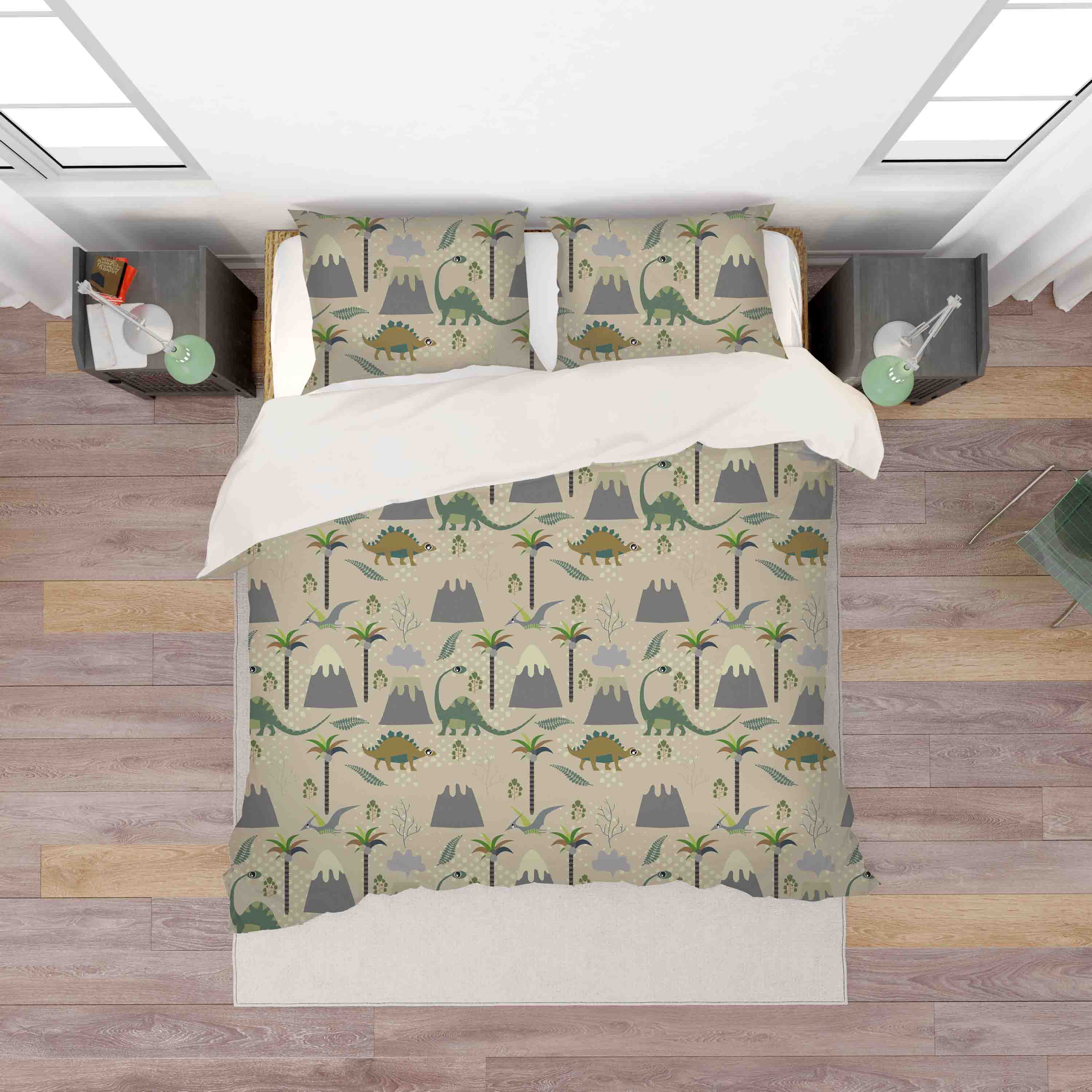 3D Green Cartoon Dinosaur Pattern Quilt Cover Set Bedding Set Pillowcases  36