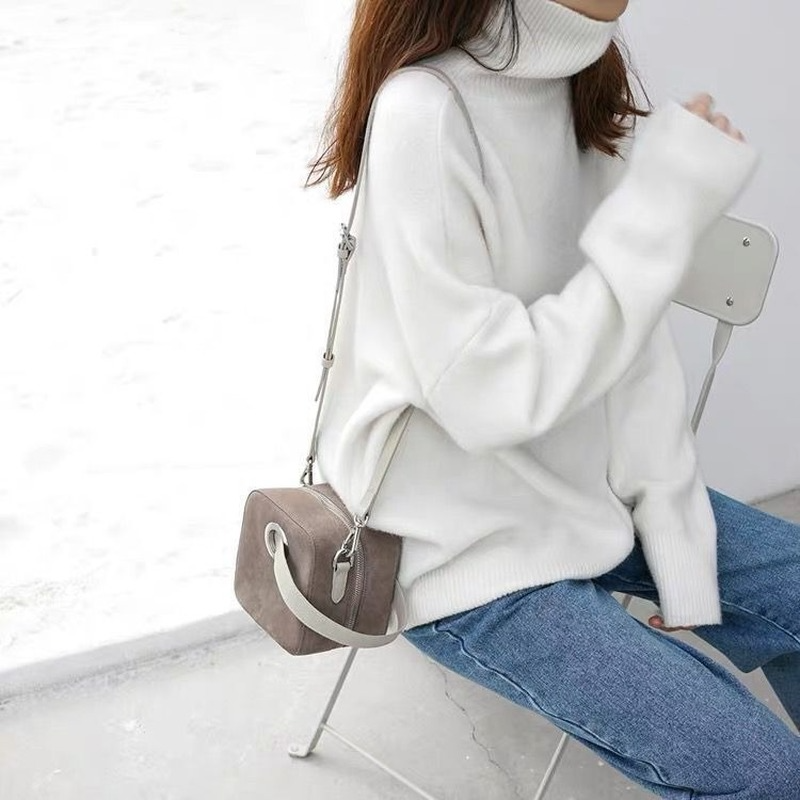 Turtleneck Women Cashmere Sweater Korean Style Loose Warm Knitted Pullover 2021 Winter Outwear Lazy Female Jumpers Pull Femme alx