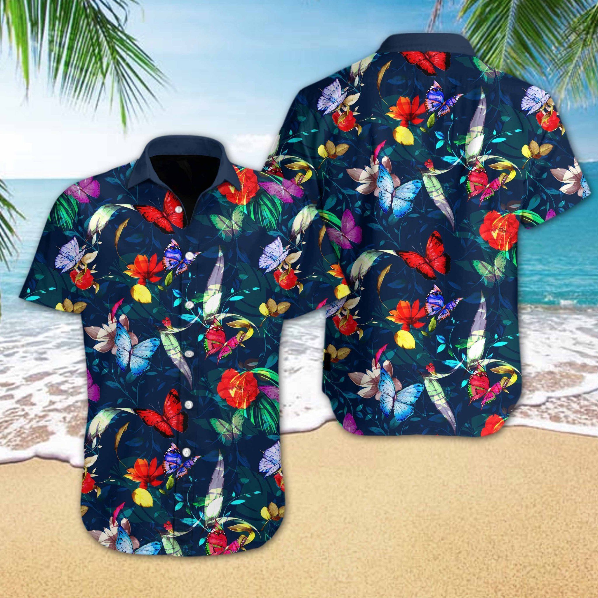 Butterly Flower Hawaii Shirt Unisex Full Size Adult Colorful Ha30741