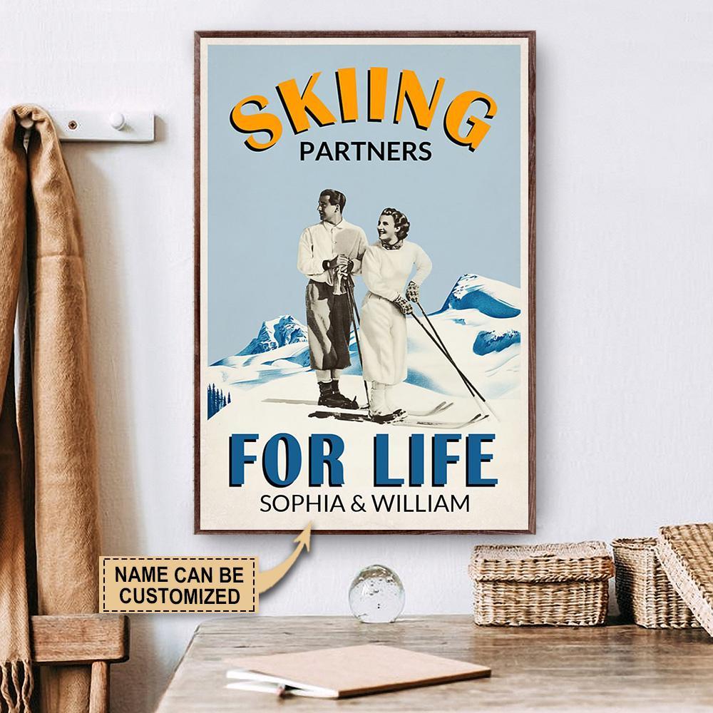 Aeticon Gifts Personalized Skiing Partners For Life Canvas Mom Dad Gift Home Decor