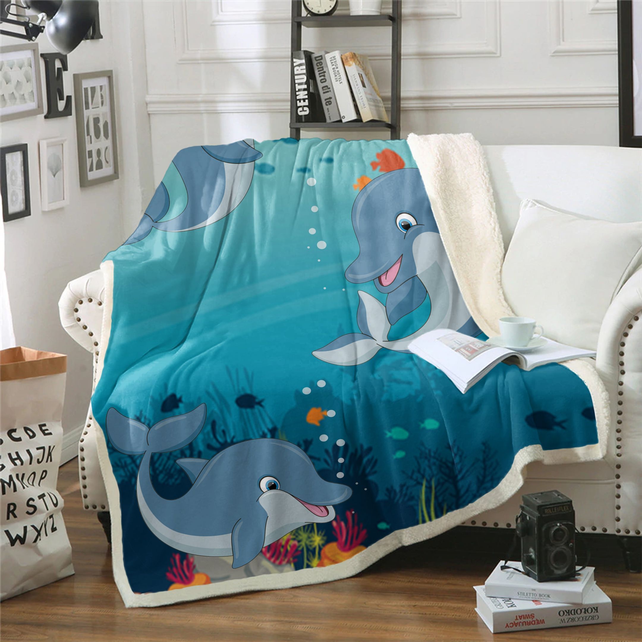 Dolphin Cl02111180Mdf Sherpa Fleece Blanket