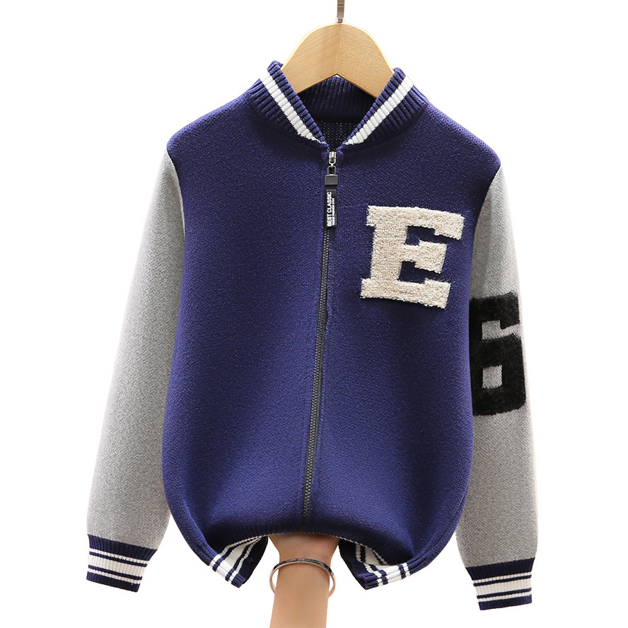 Children Knitted Cardigan Sweater Boys 2023 Spring Autumn Kids Zipper Jacket For Teenager Age 4-15 Years Clothes Outerwear Coat alx