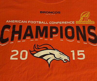 Denver Broncos Logo L/s T Shirt  Euc Orange Manning Afc Champions Inv413 5693