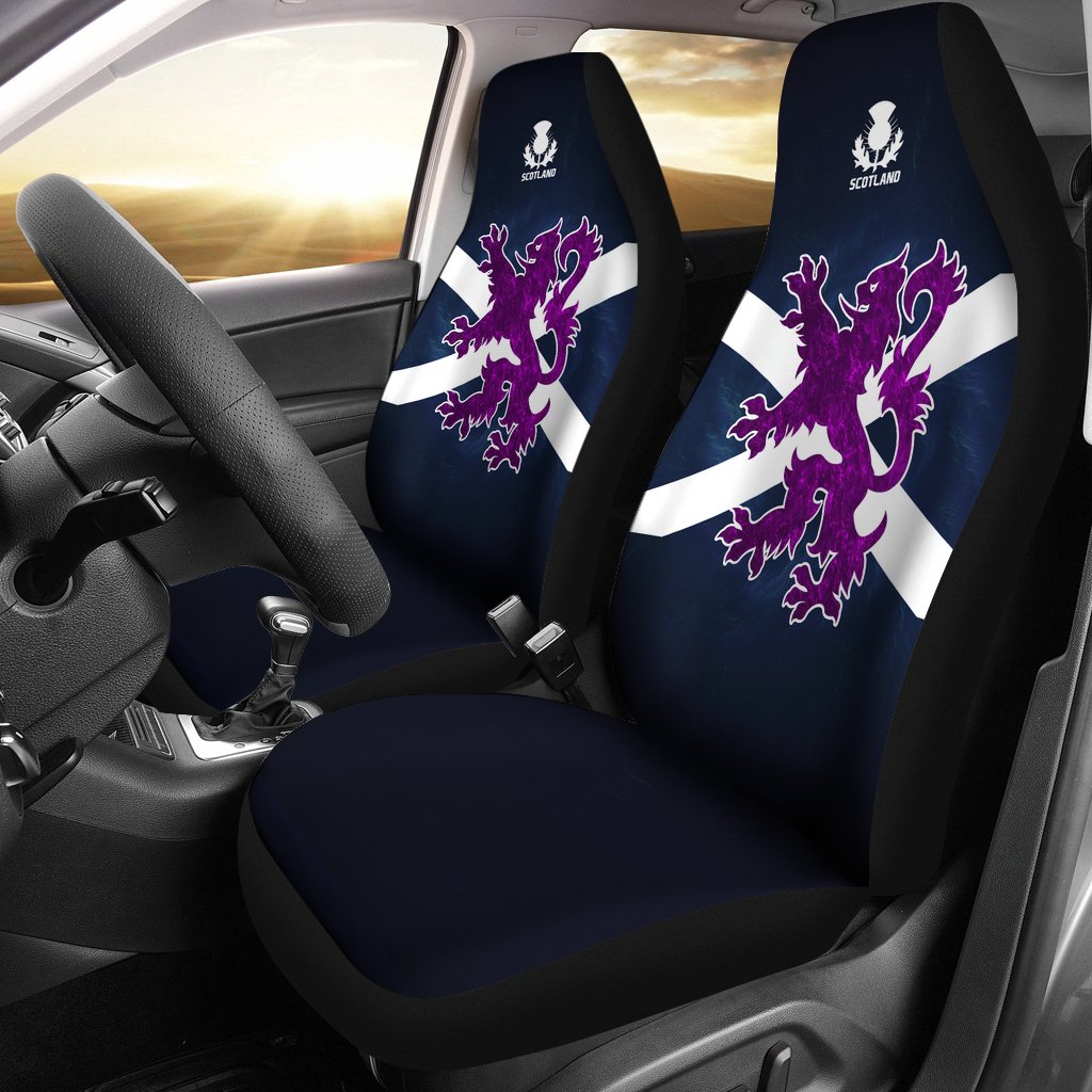 1Stscotland Car Seat Covers Scottish Purple Thistle Lion New Release A25