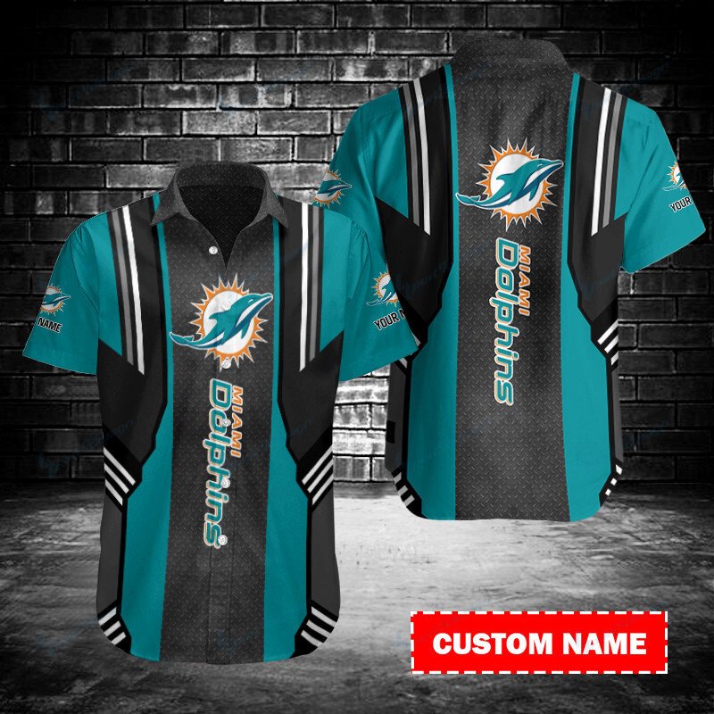 Miami Dolphins Personalized Button Shirt Bb191