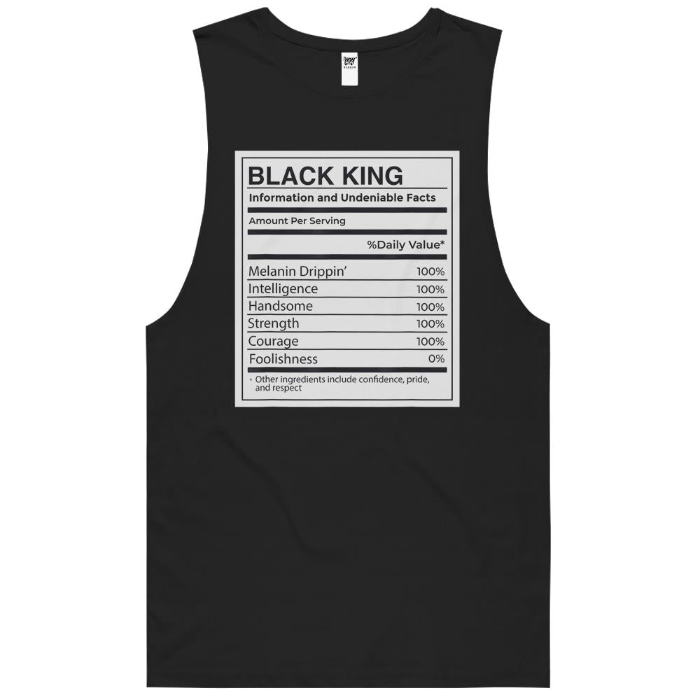 Nutritional Facts Shirt, Nutritional Facts Tank Top, Black King Nutrition Facts Shirt, Black King Nutritional Information Facts Melanin Meme Tank Top