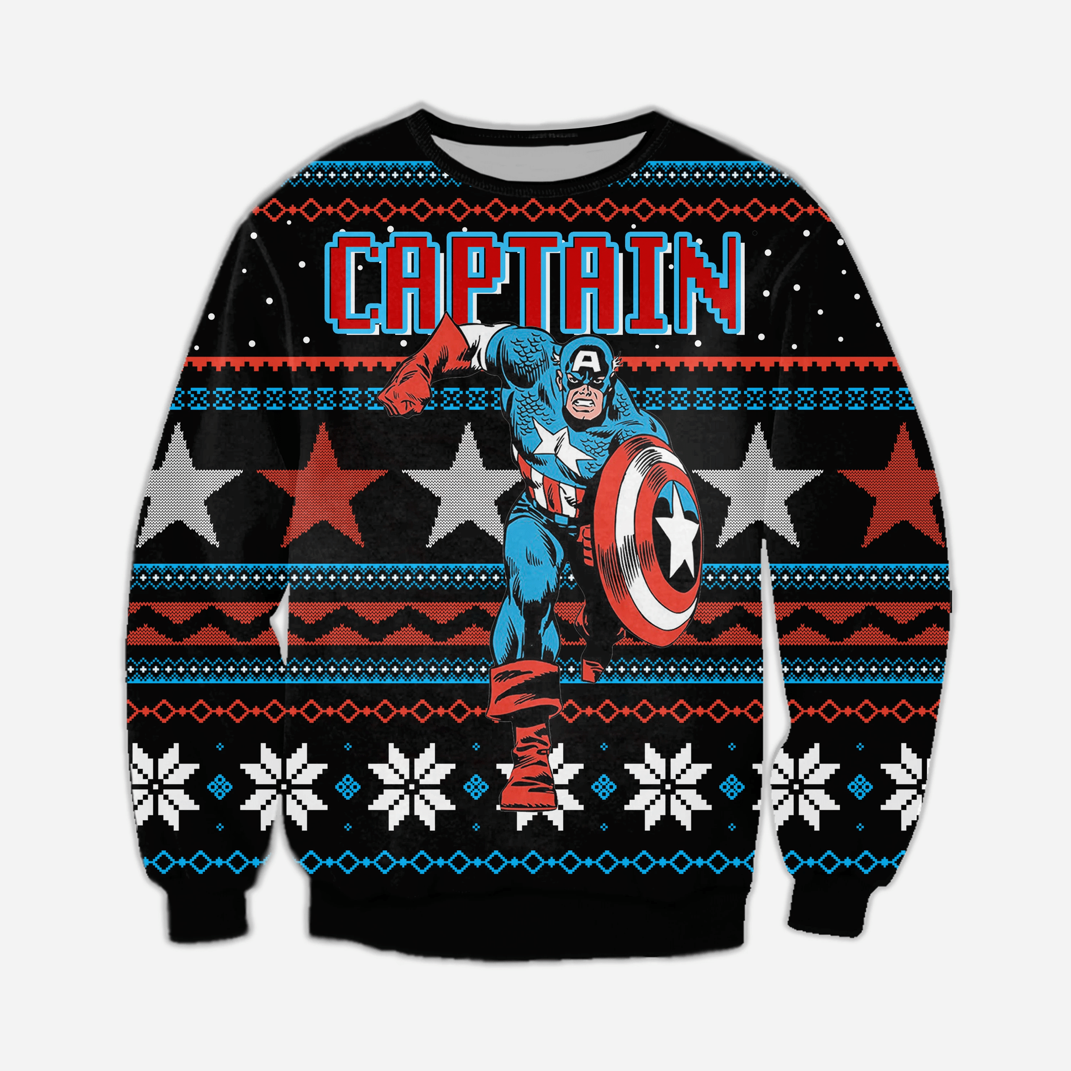 Captain America Knitting Pattern 3D Print Ugly Sweater