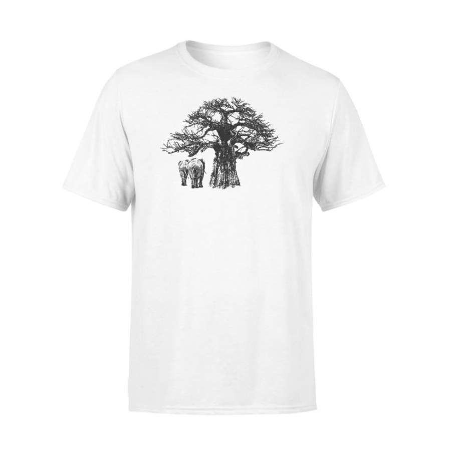 Baobab Baobab Tree and Elephants Black – Standard T-shirt