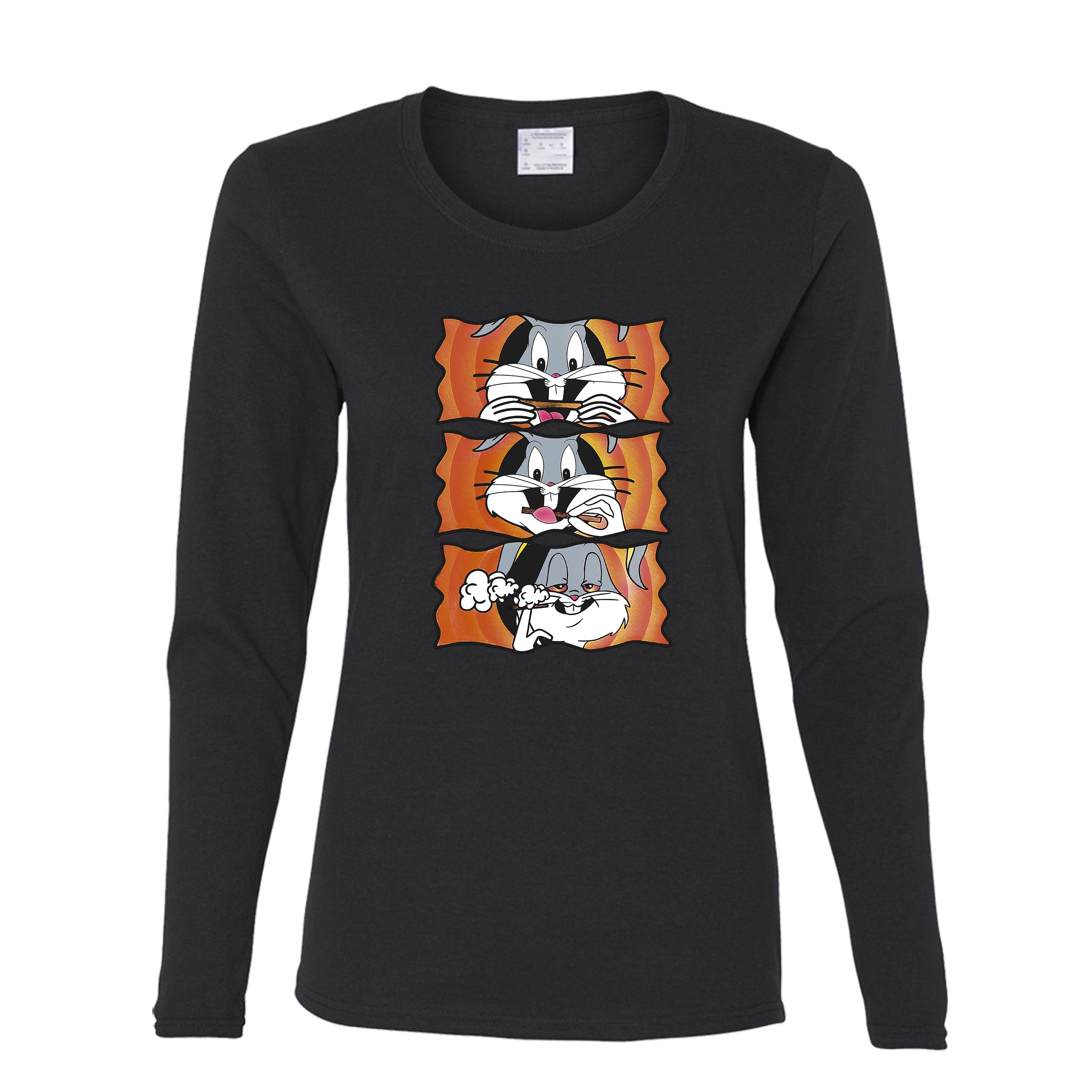 Bugs Bunny Rolling and Smoking Women’s Long Sleeve T-Shirt