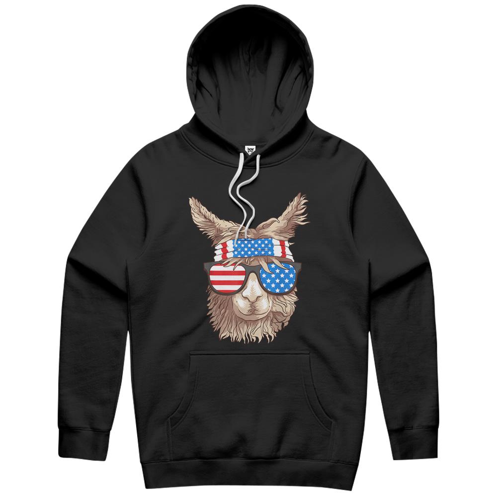 4Th July Shirts, Fourth Of July Hoodie, Patriotic Shirt Womens Men, Usa Patriotic Llama Cute Animal Lovers Funny America Gift Hoodie