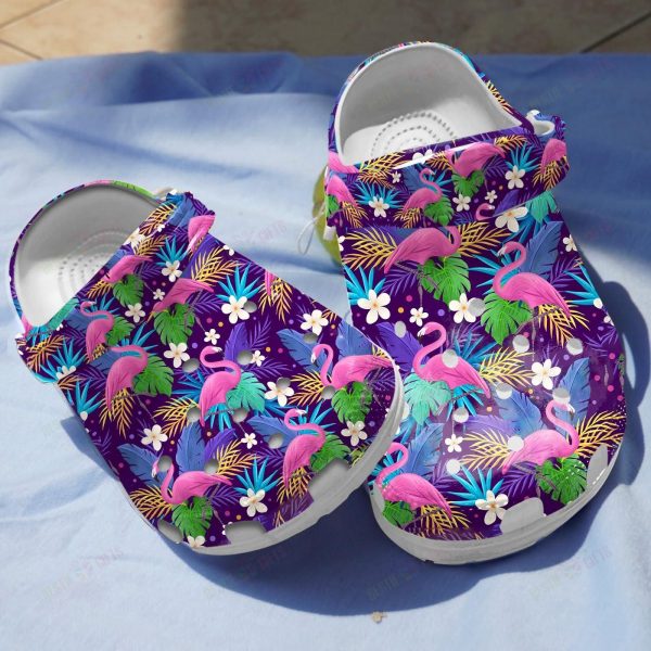 Floral Flamingo Adults Kids Crocs Crocband Clog Shoes For Men Women Ht