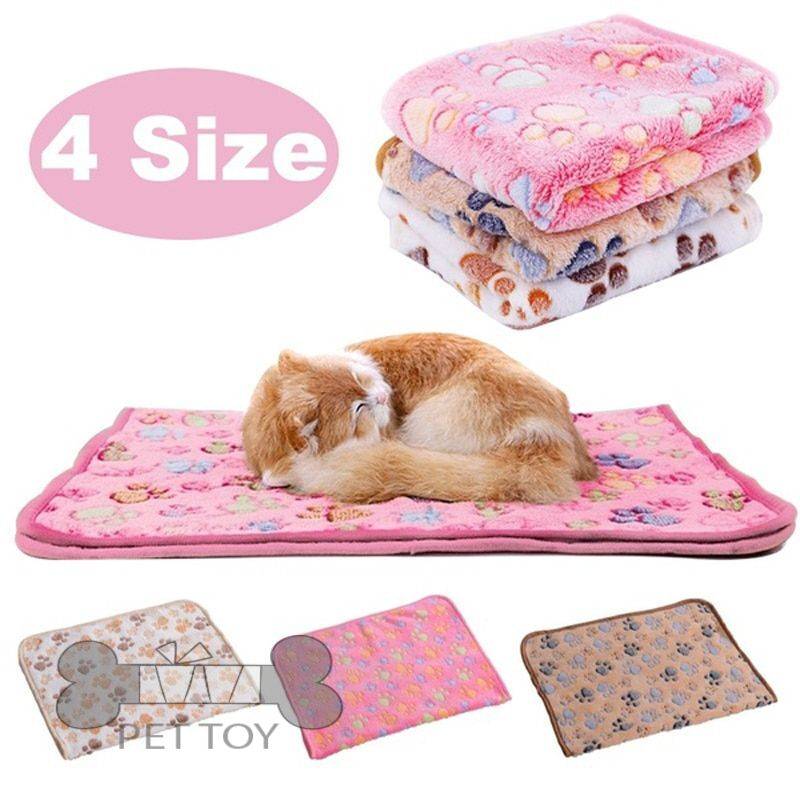 Cute Paw Print Dog Towel Pet Dog Cat Sleep Warm Towl Puppy Kitten Fleece Soft Dog Blanket Bathrobe Beds Mat for Animals