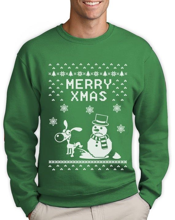 Snowman and Dog Ugly Christmas Sweater Men Sweatshirt