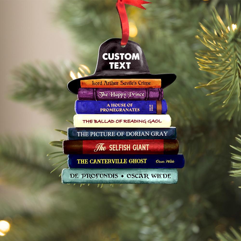 Oscar Wilde Collection Bookstack Personalized Flat Ornament – Gift For Fans