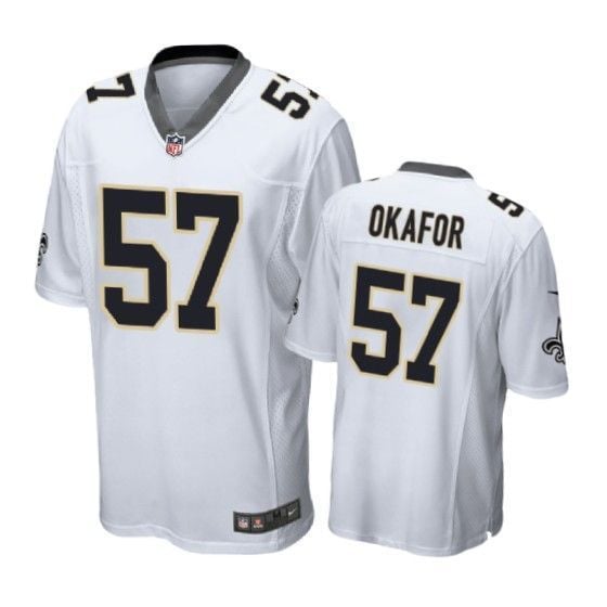 New Orleans Saints Alex Okafor Game White Mens Jersey