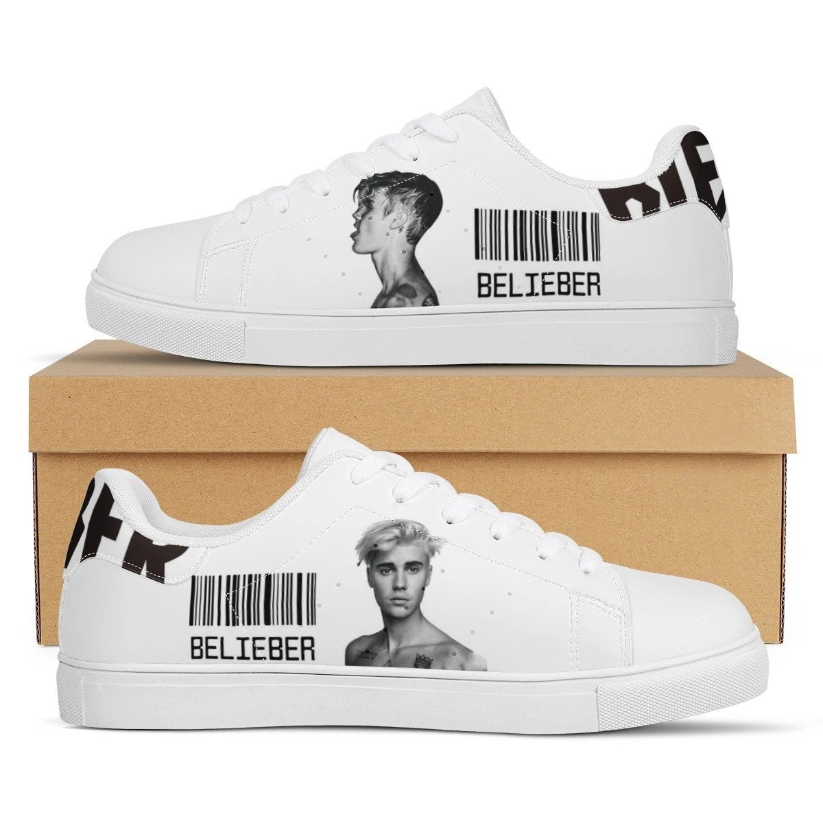 Justin Bieber Singer Christmas Gift For Fan Low Top Leather Skate Shoes Sneakers For Man And Women