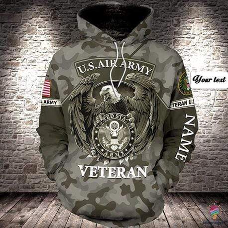 Patriotism US Air Army Veteran Eagle Camo Pattern Hoodie 3D All over print