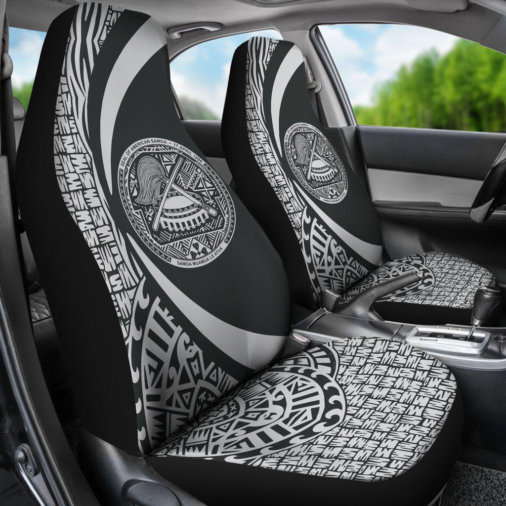 America Samoa Polynesian Tribal Circle Style White Color Car Seat Covers